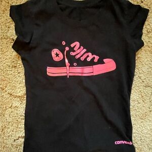 Girls small black and pink converse shirt